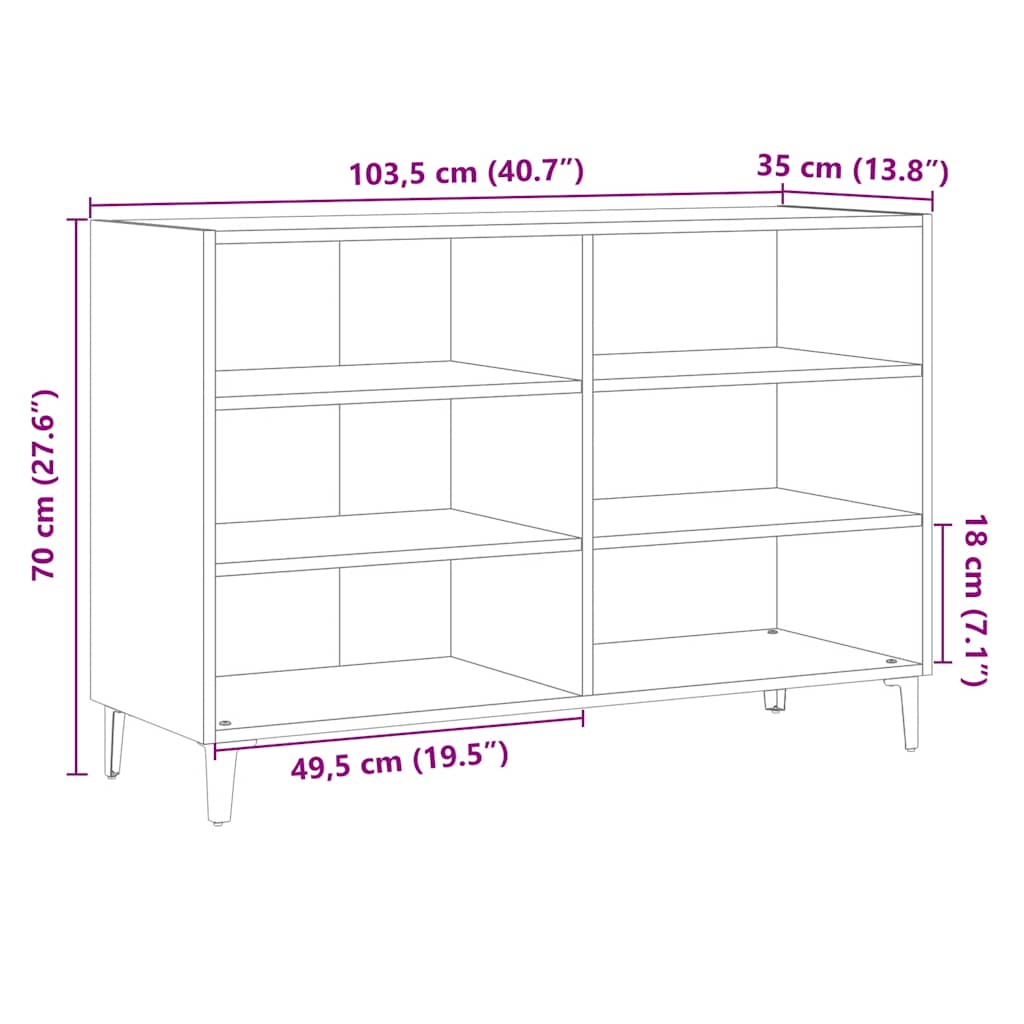 Sideboard 103.5X35X70 Cm Engineered Wood
