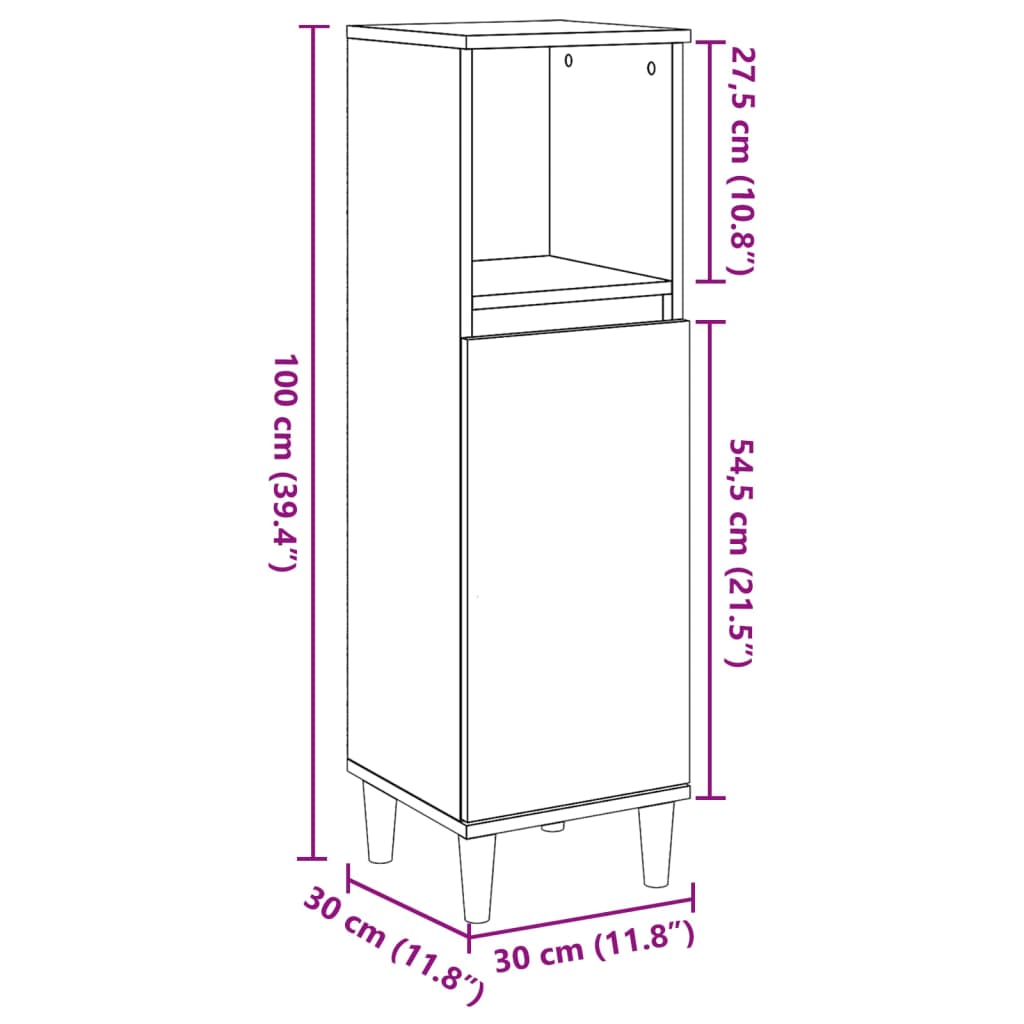 Bathroom Cabinet 30X30X100 Cm Engineered Wood