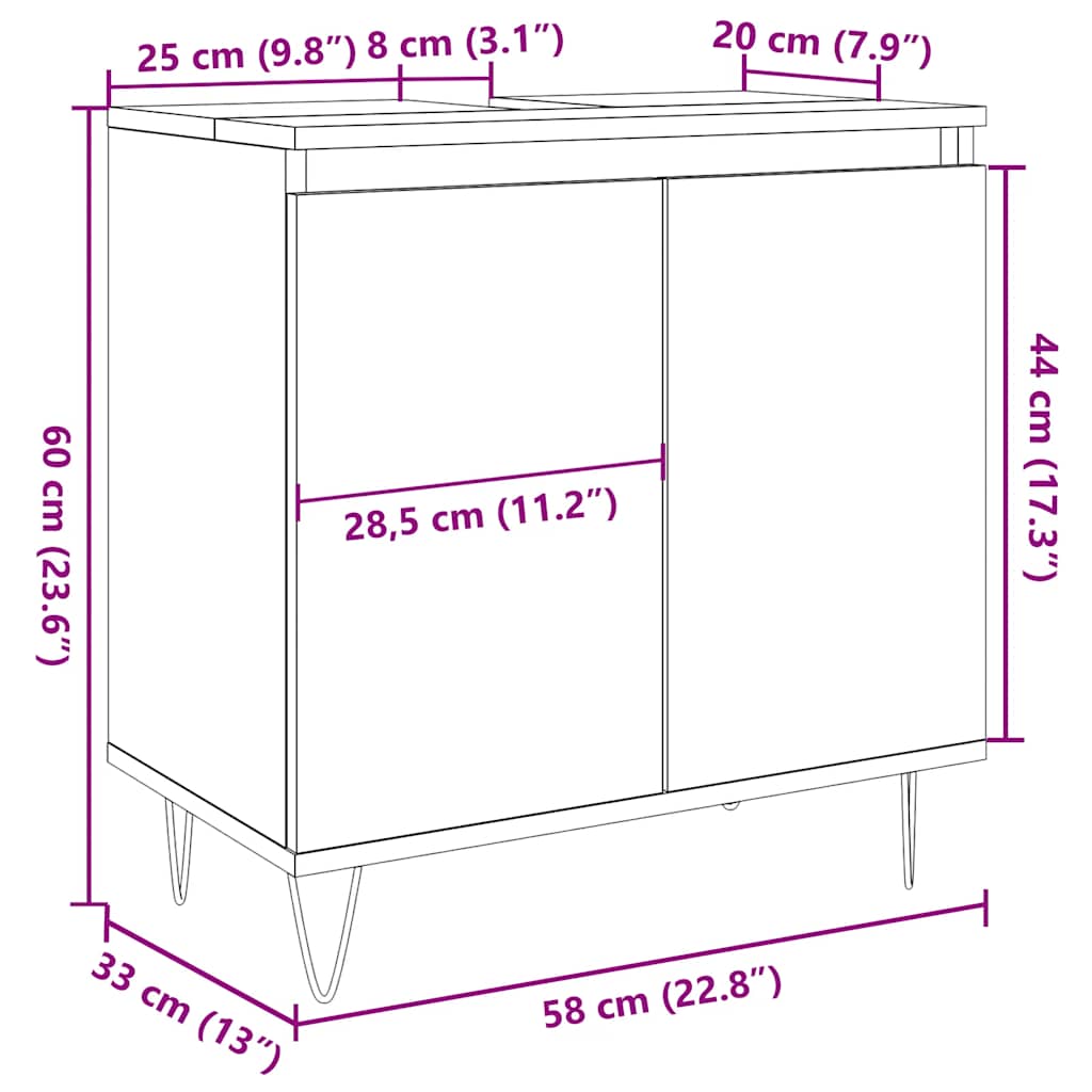 Bathroom Cabinet Concrete Grey 58X33X60 Cm Engineered Wood