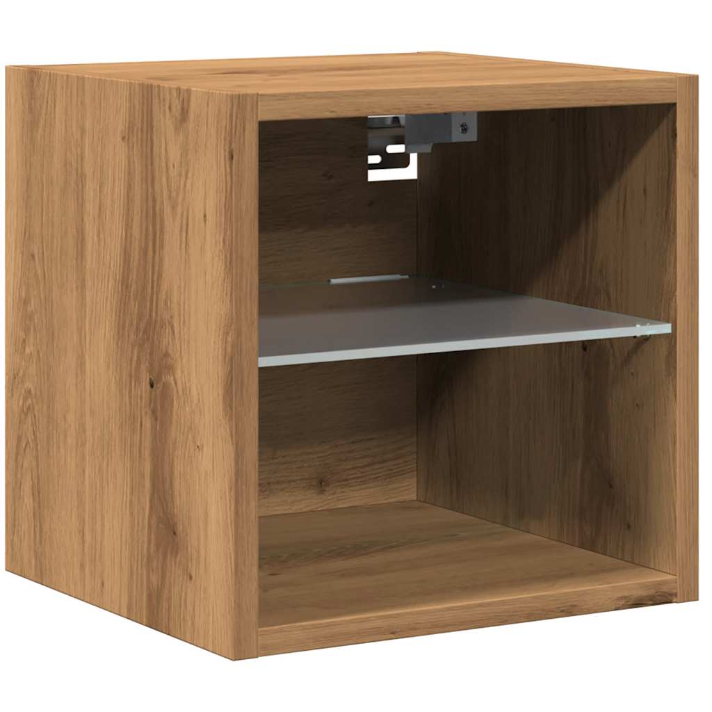 Tv Wall Cabinet With Led Lights 30X28.5X Artisan Oak
