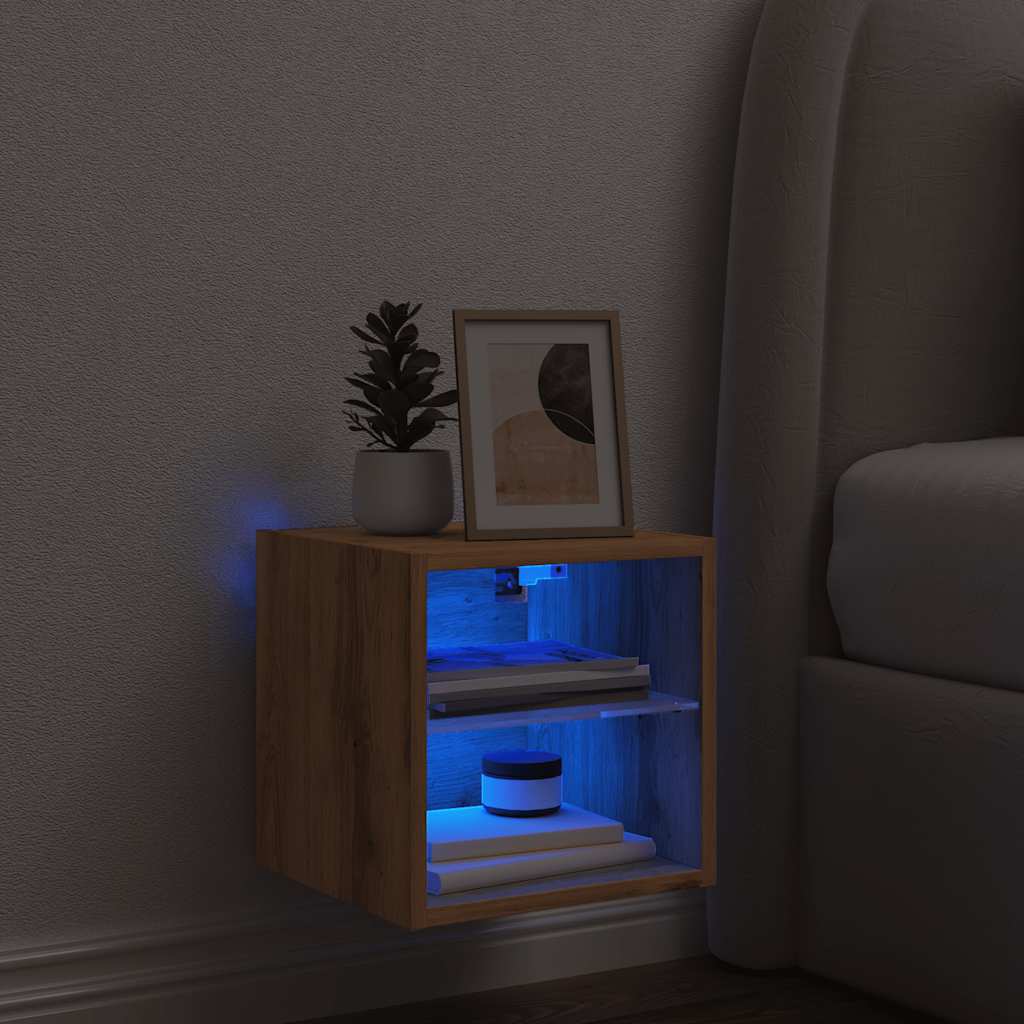 Tv Wall Cabinet With Led Lights 30X28.5X Artisan Oak