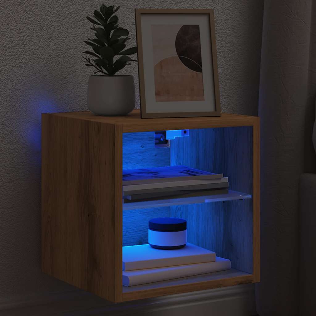 Tv Wall Cabinet With Led Lights 30X28.5X Artisan Oak