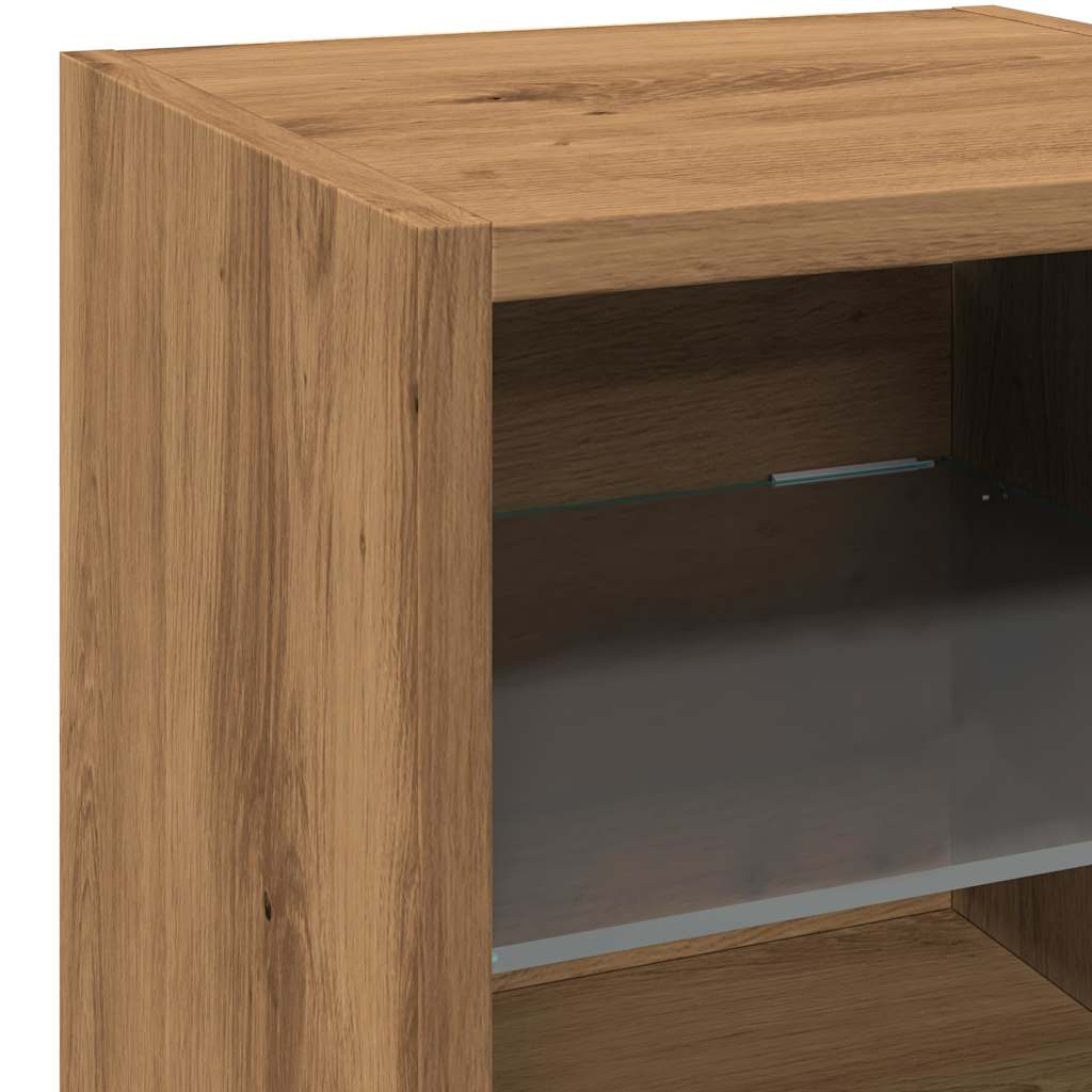 Tv Wall Cabinet With Led Lights 30X28.5X Artisan Oak