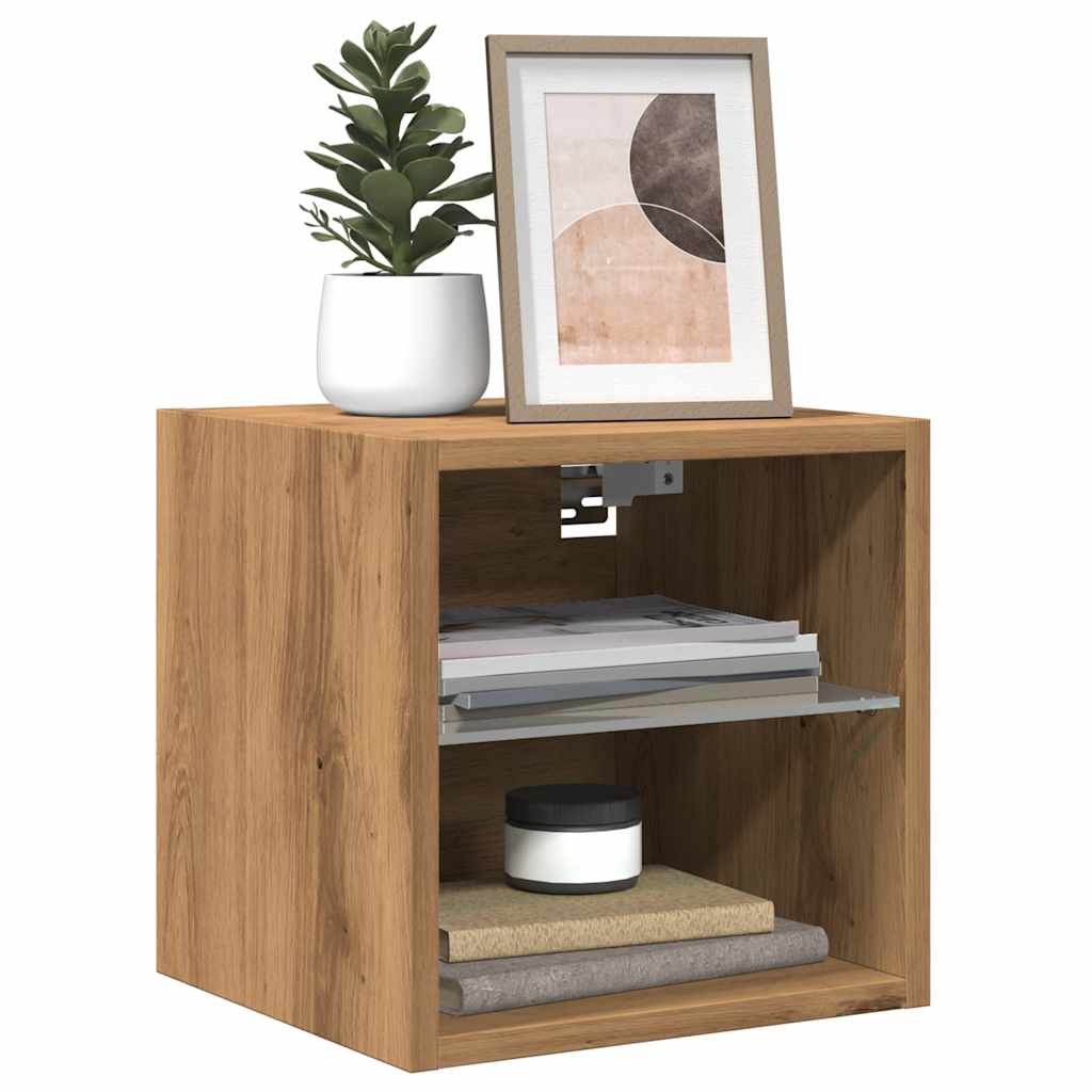 Tv Wall Cabinet With Led Lights 30X28.5X Artisan Oak