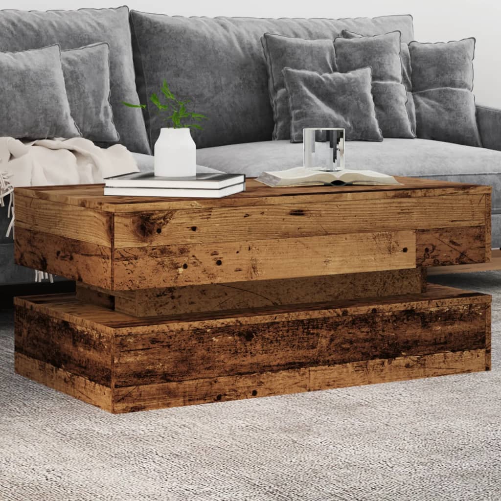 Coffee Table With Led Lights 90X50X40 Cm