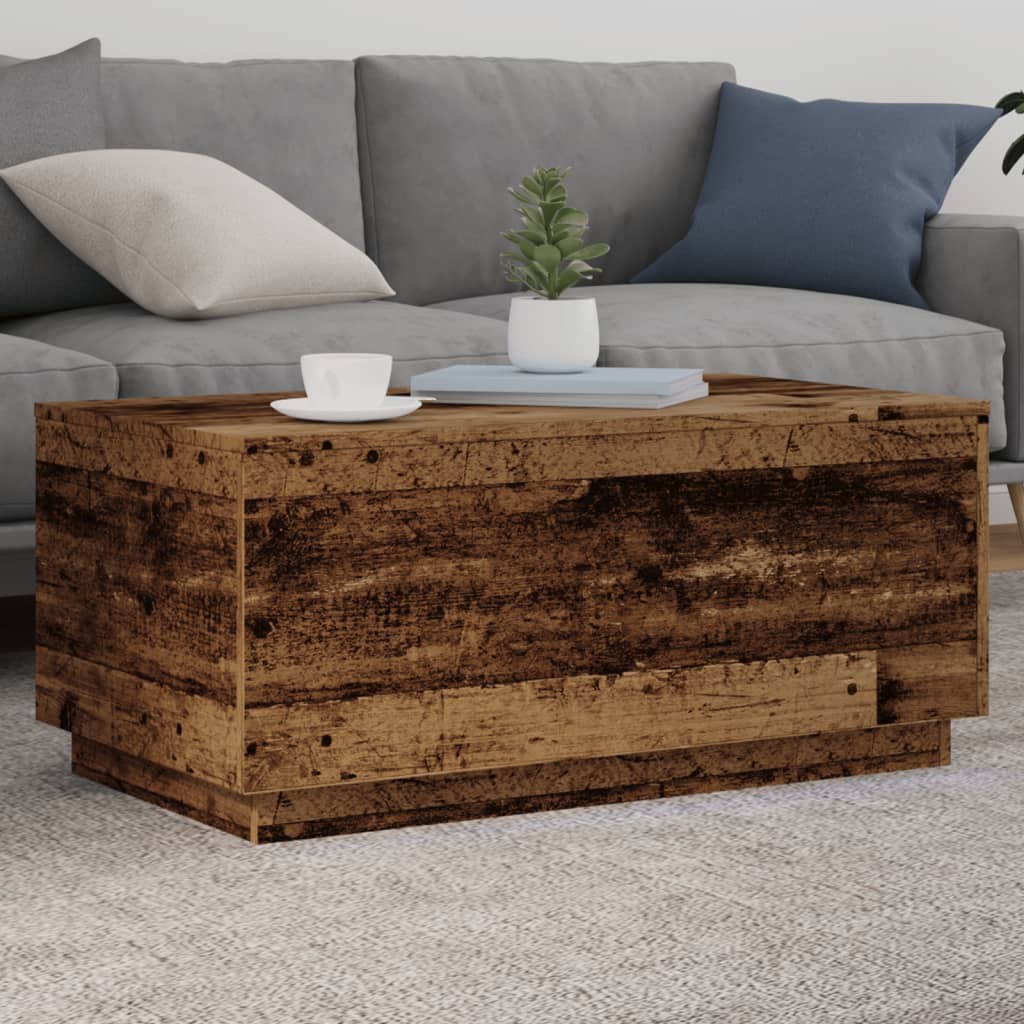 Coffee Table With Led Lights 90X50X40 Cm