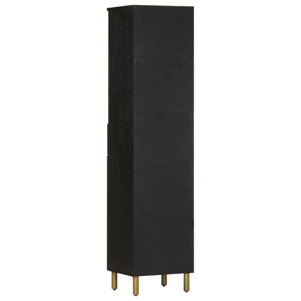Bathroom Cabinet Black 38X33X160 Cm Solid Wood Mango