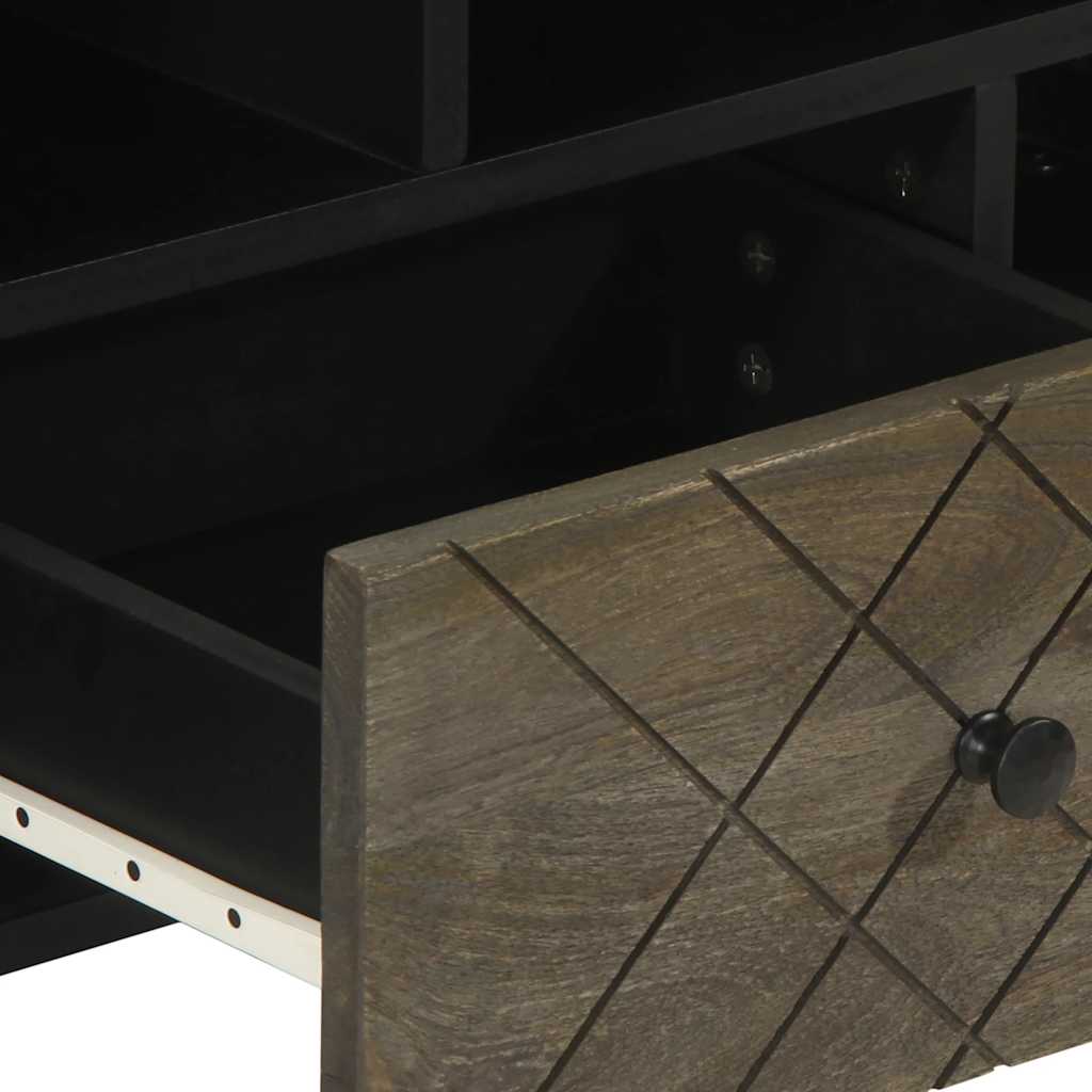 Tv Cabinet Black 100X33X46 Cm Solid Wood Mango