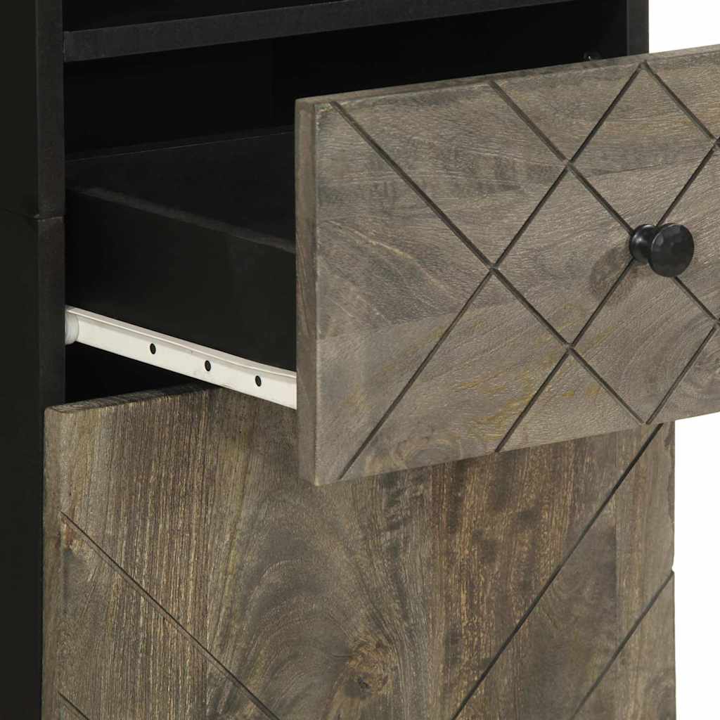 Bathroom Cabinet Black 38X33X160 Cm Solid Wood Mango