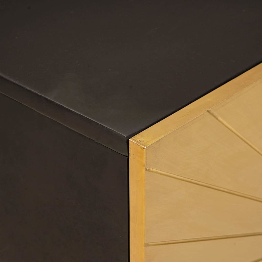 Sink Cabinet Black And Gold 62 X 33 X 58 Cm Solid Mango Wood