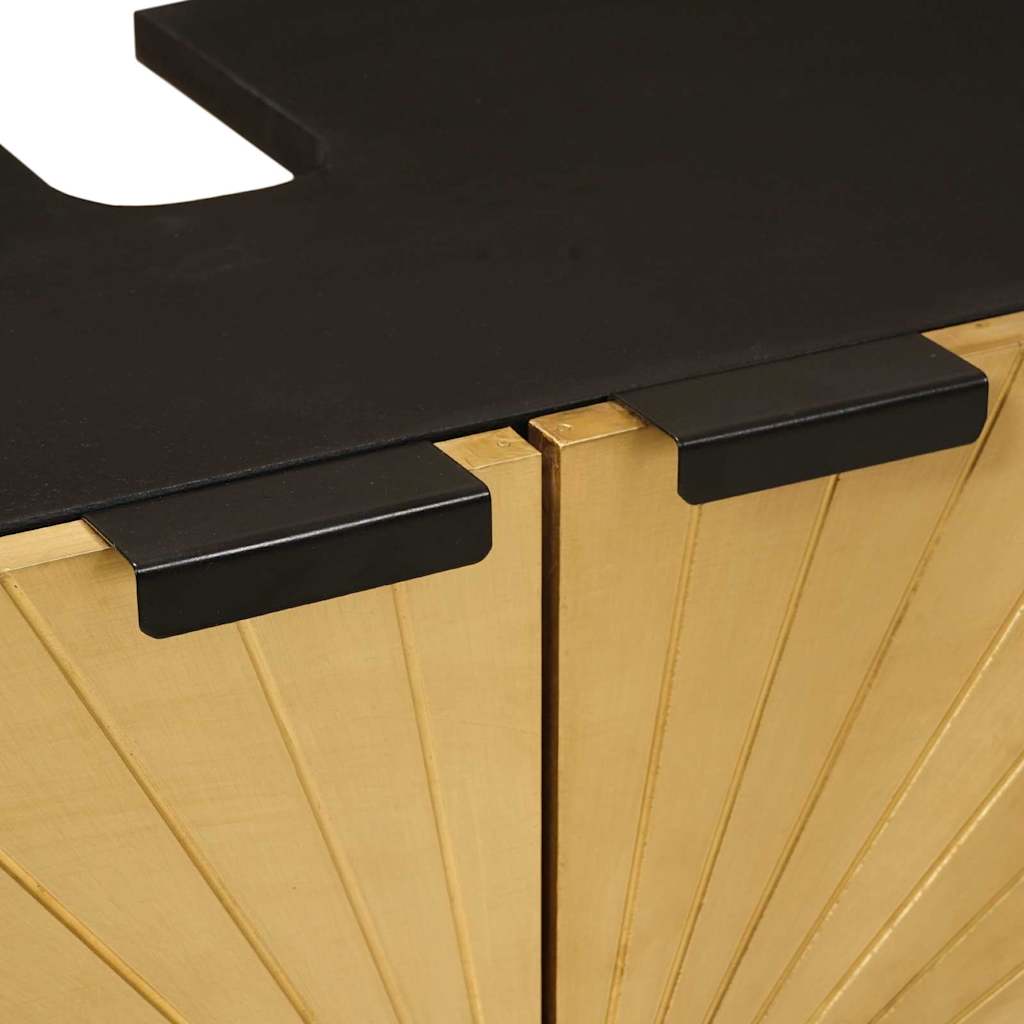 Sink Cabinet Black And Gold 62 X 33 X 58 Cm Solid Mango Wood