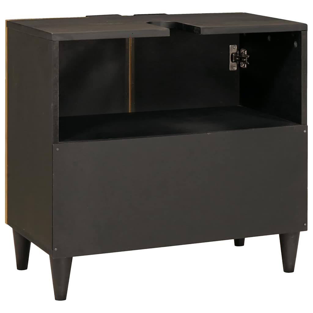 Sink Cabinet Black And Gold 62 X 33 X 58 Cm Solid Mango Wood