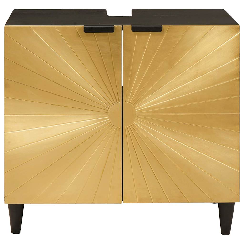 Sink Cabinet Black And Gold 62 X 33 X 58 Cm Solid Mango Wood