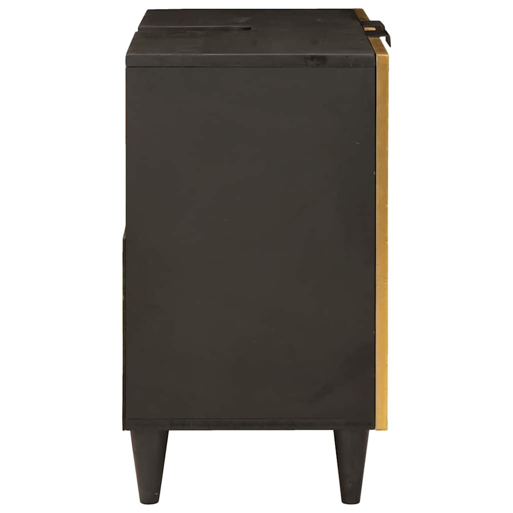 Sink Cabinet Black And Gold 62 X 33 X 58 Cm Solid Mango Wood