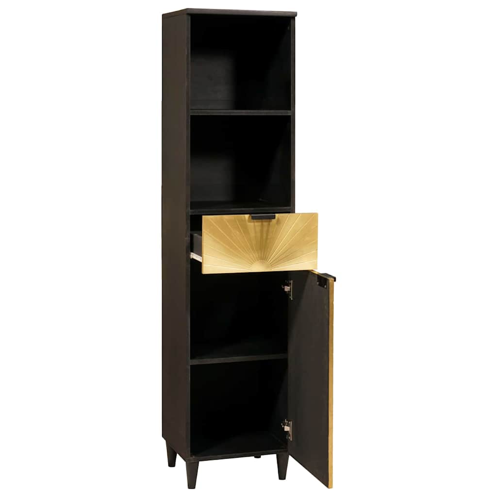 Bathroom Cabinet With Drawer Black And Gold 38 X 33 X 160 Cm