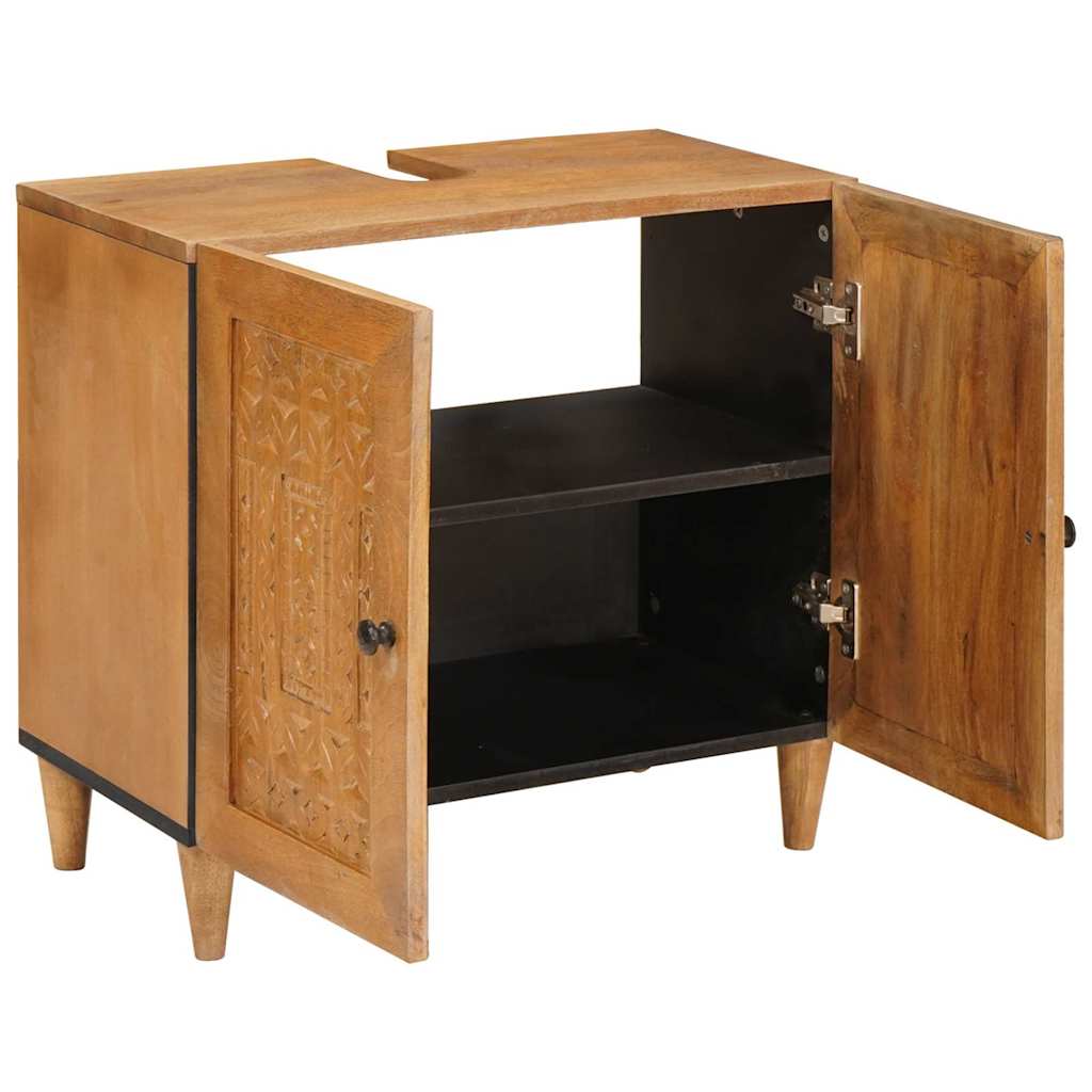 Bathroom Cabinet Light Brown 62 X 33 X 58 Cm Solid Wood Mango