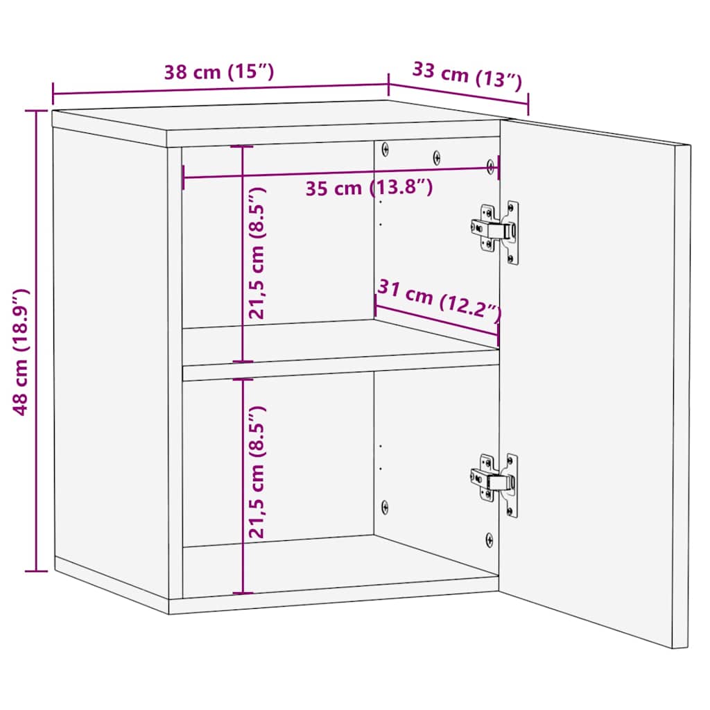 Bathroom Cabinet Wall-Mounted Light Brown 38 X 33.5 X 160 Cm