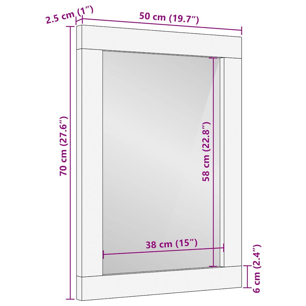 Bathroom Mirror 50X70 Cm Solid Wood Mango And Glass