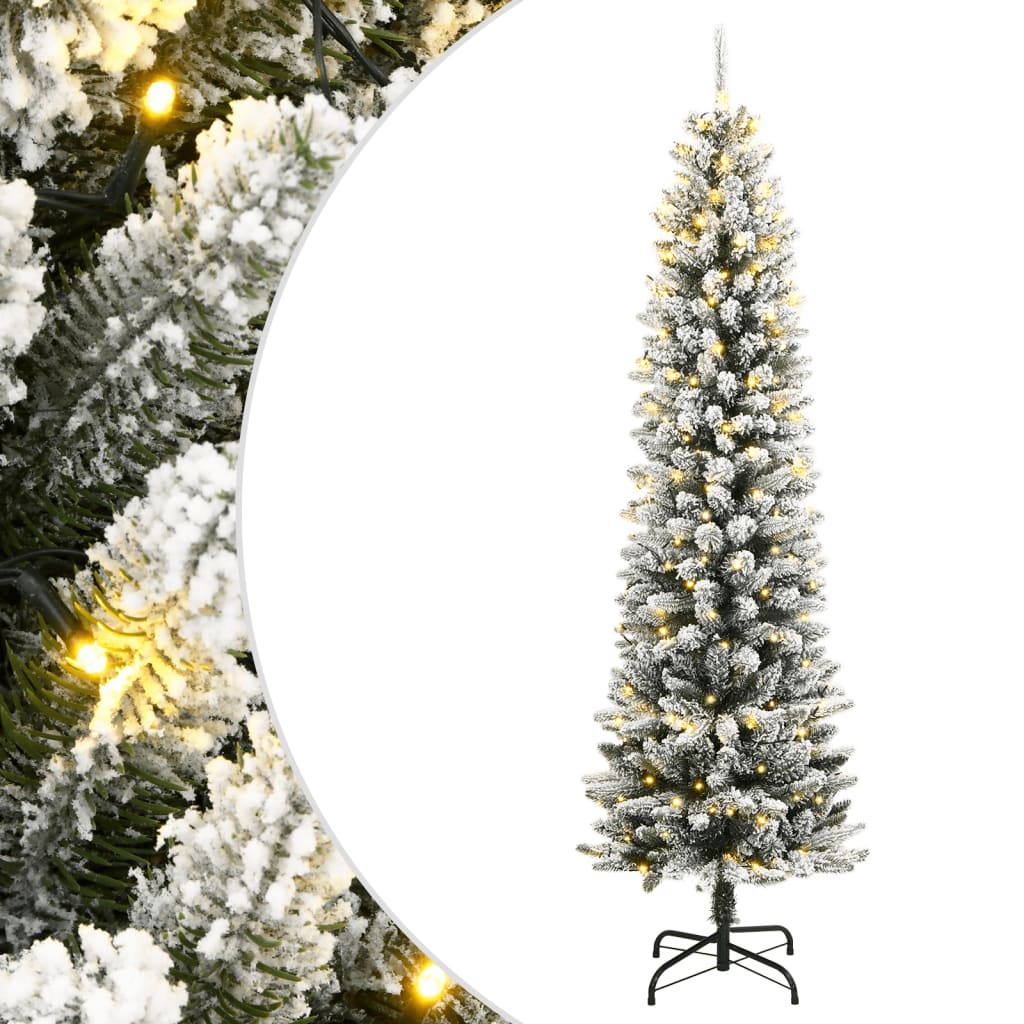 Artificial Slim Christmas Tree With Flocked Snow Pvc&Pe