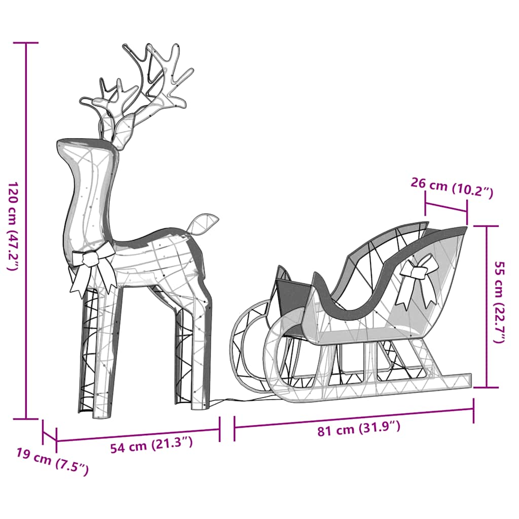 Christmas Decoration Reindeer And Sleigh 100 Leds