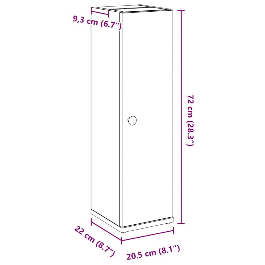 Bathroom Cabinet With Roll Holder 20.5X22X72 Cm