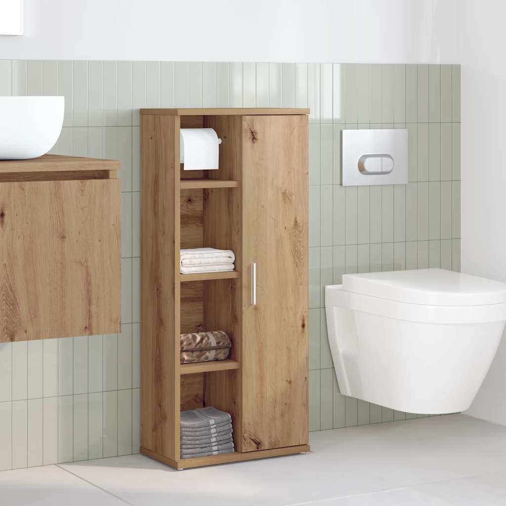 Bathroom Cabinet With Roll Holder 39X22X90 Cm