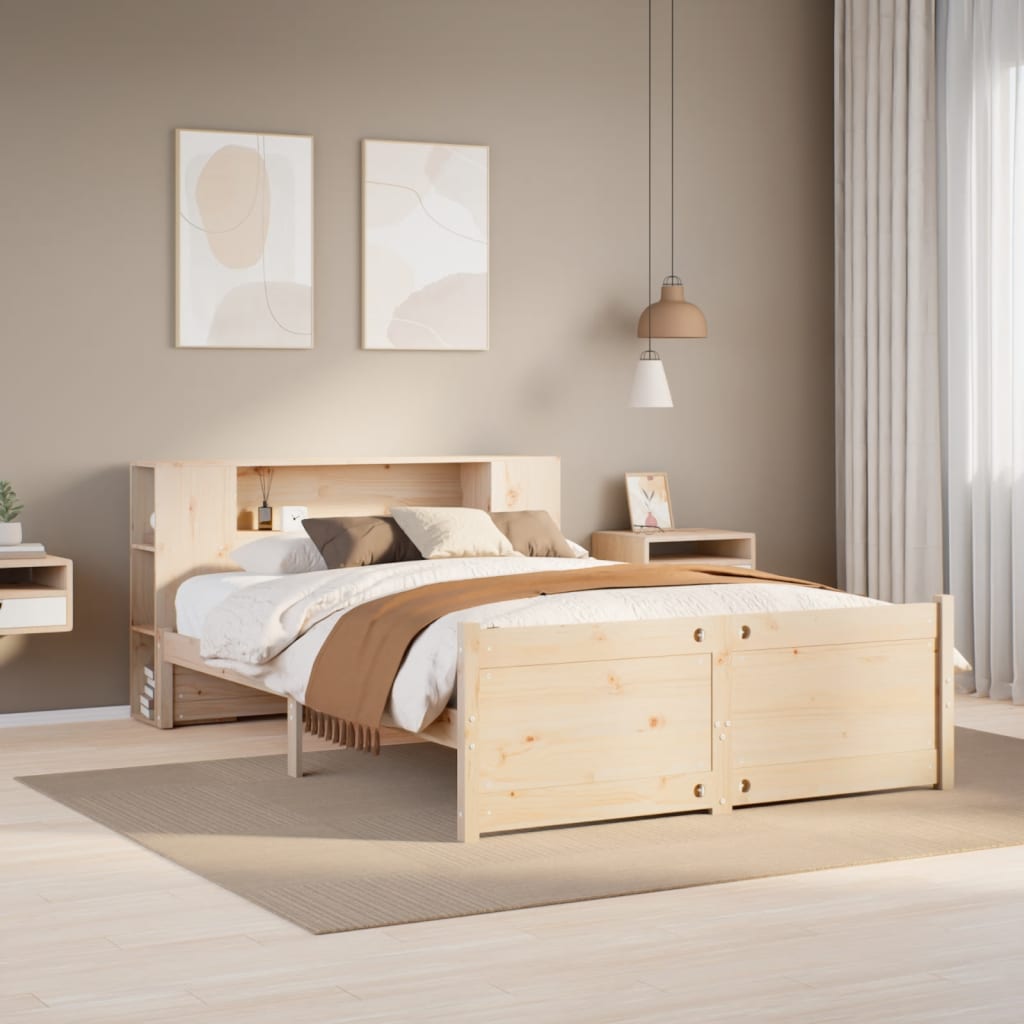 Bookcase Bed Without Mattress 200X200Cm Solid Wood Pine