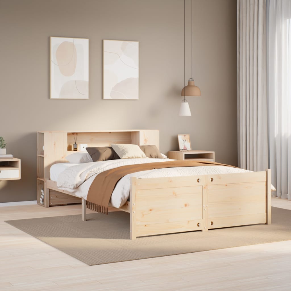Bookcase Bed Without Mattress 200X200Cm Solid Wood Pine