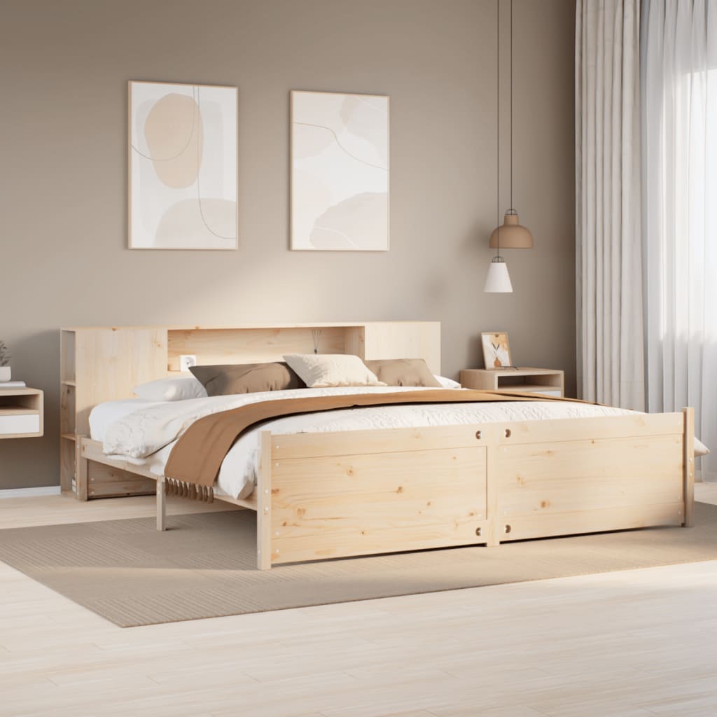 Bookcase Bed Without Mattress 200X200Cm Solid Wood Pine