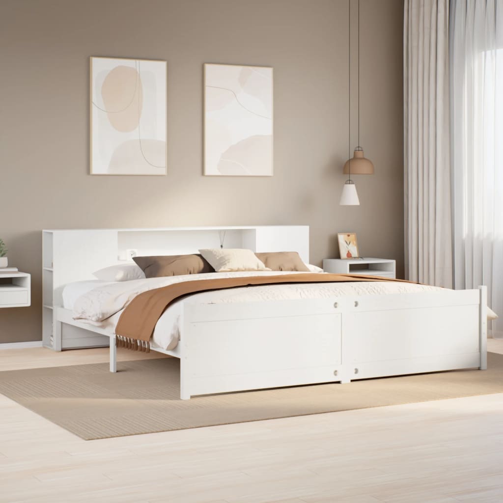 Bookcase Bed Without Mattress 200X200Cm Solid Wood Pine