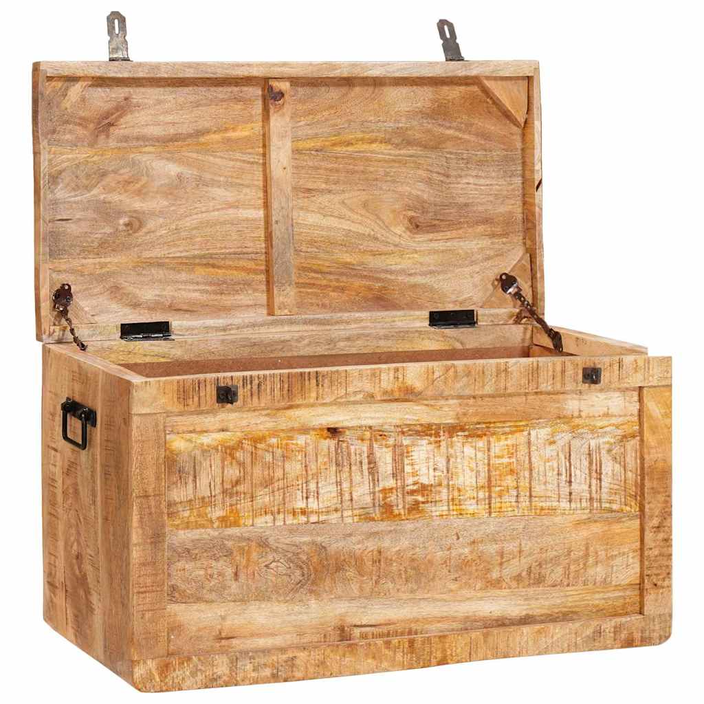 Storage Box With Storage With Lock Brown Solid Mango Wood