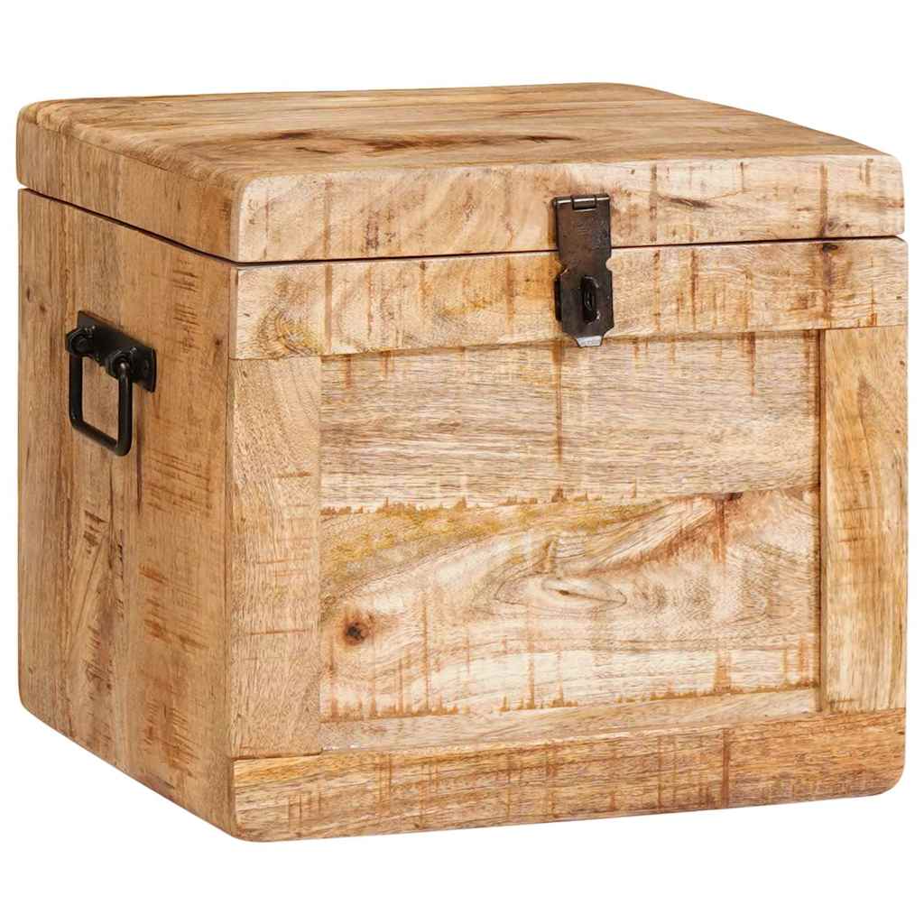Storage Box With Storage With Lock Brown Solid Mango Wood