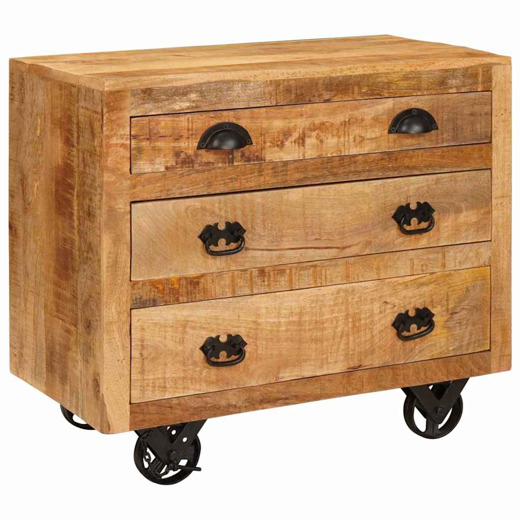 Side Cabinet With Wheel Solid Mango Wood