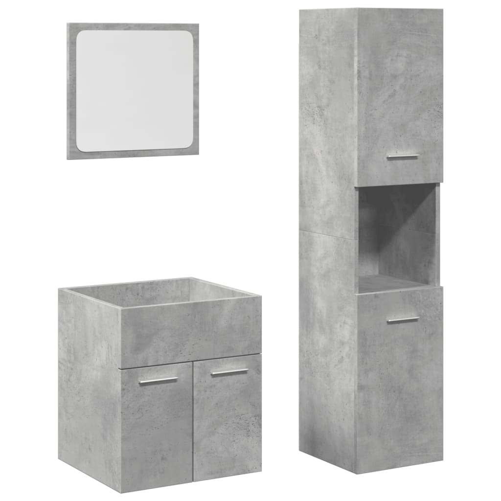 3 Piece Bathroom Furniture Set Engineered Wood