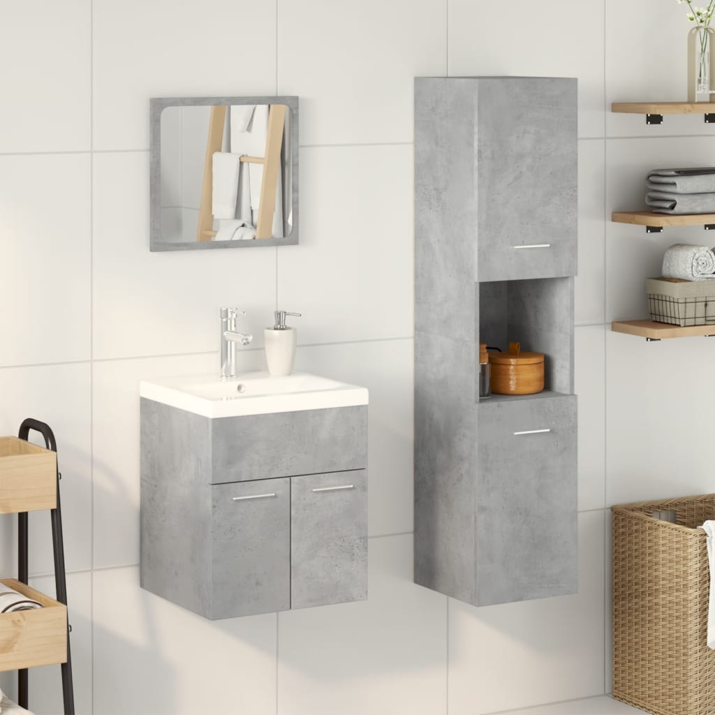 3 Piece Bathroom Furniture Set Engineered Wood