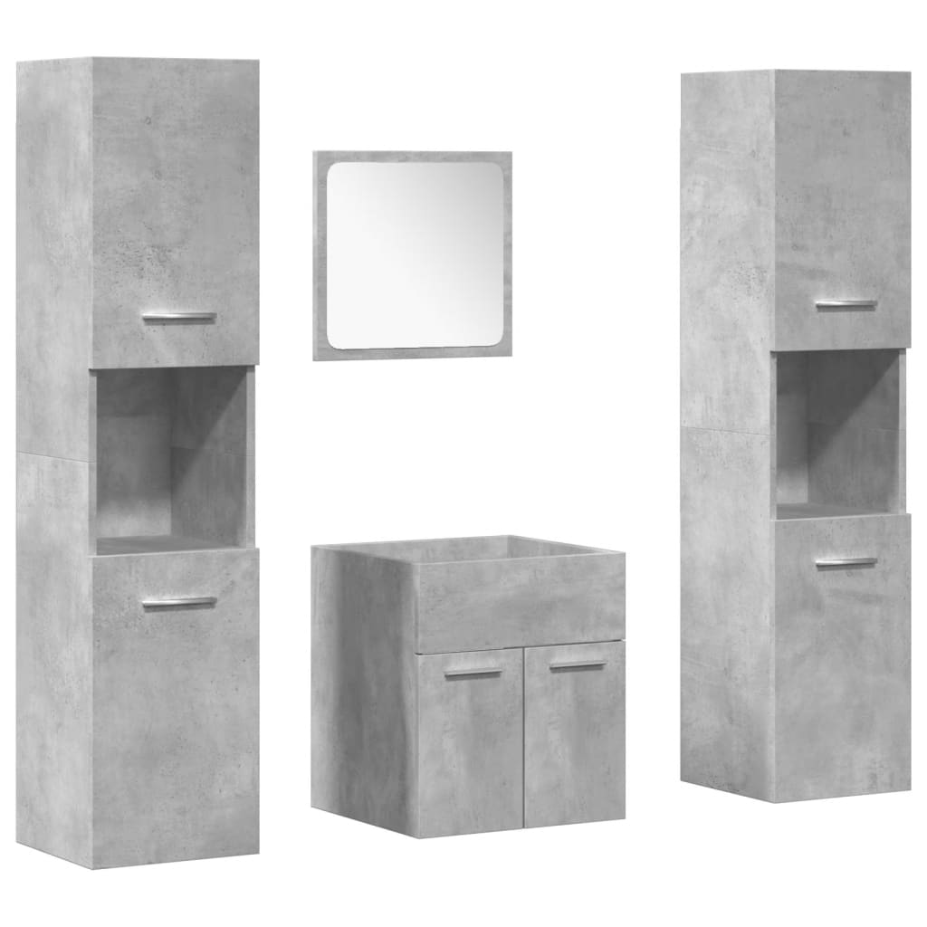 4 Piece Bathroom Furniture Set Engineered Wood