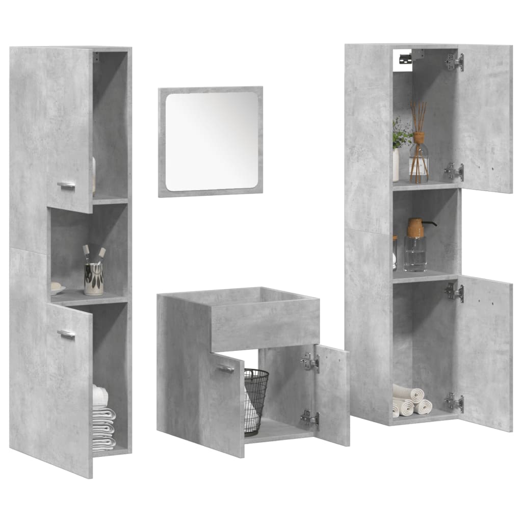 4 Piece Bathroom Furniture Set Engineered Wood