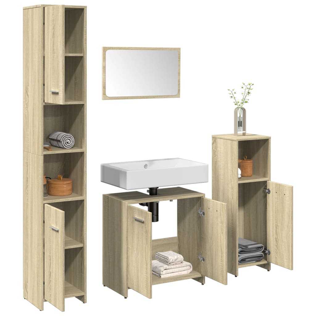 4 Piece Bathroom Furniture Set Engineered Wood