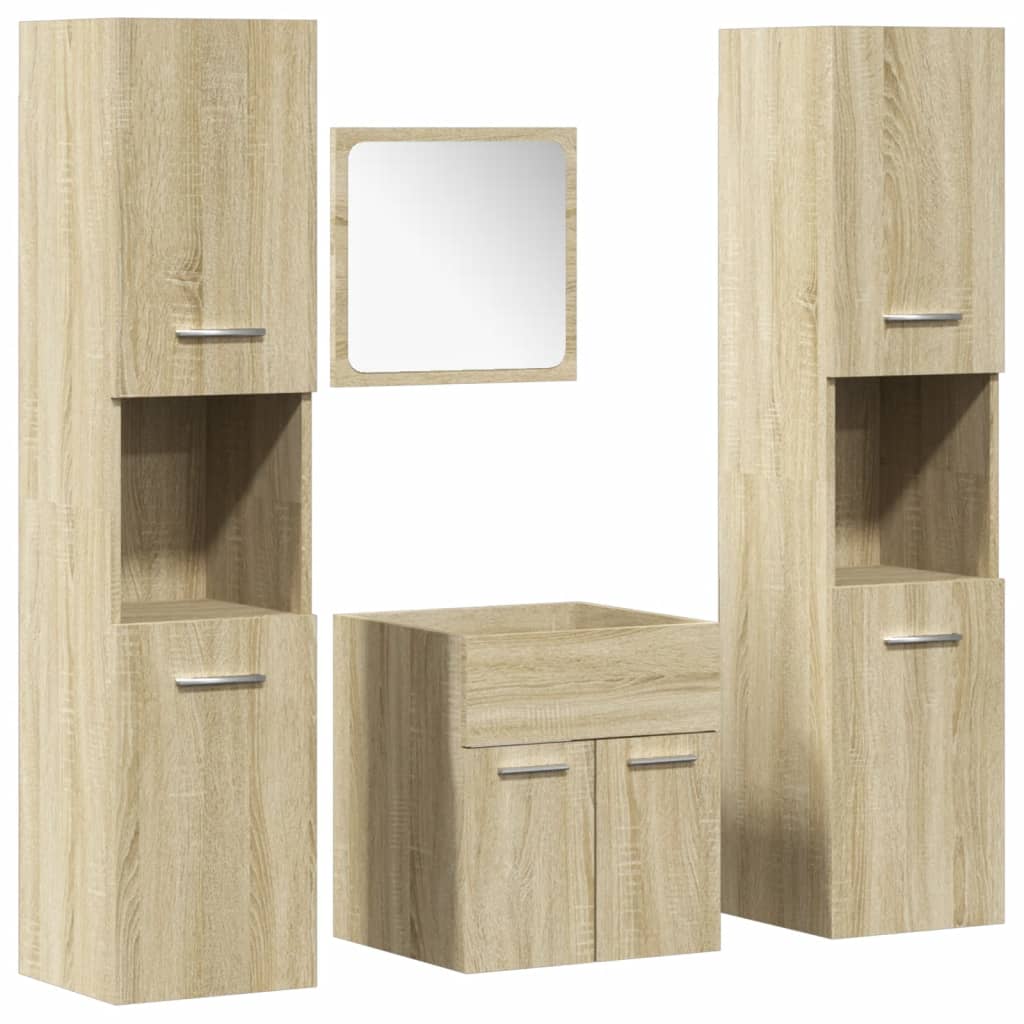 4 Piece Bathroom Furniture Set Engineered Wood