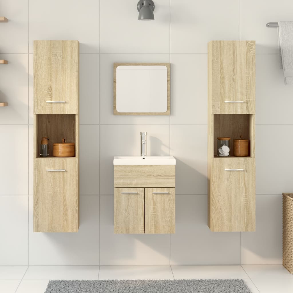 4 Piece Bathroom Furniture Set Engineered Wood