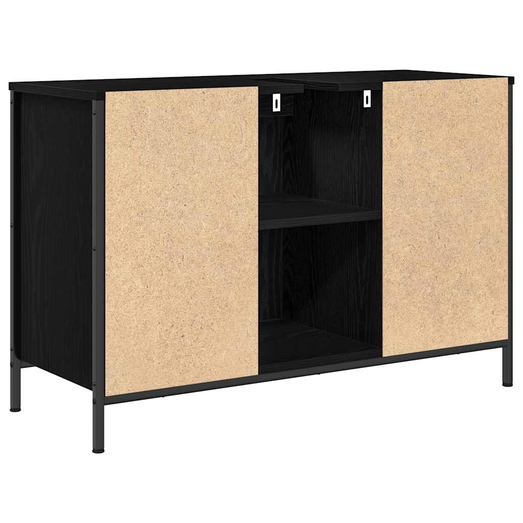 Basin Cabinet With Drawers Black Oak 90X34.5X60 Cm