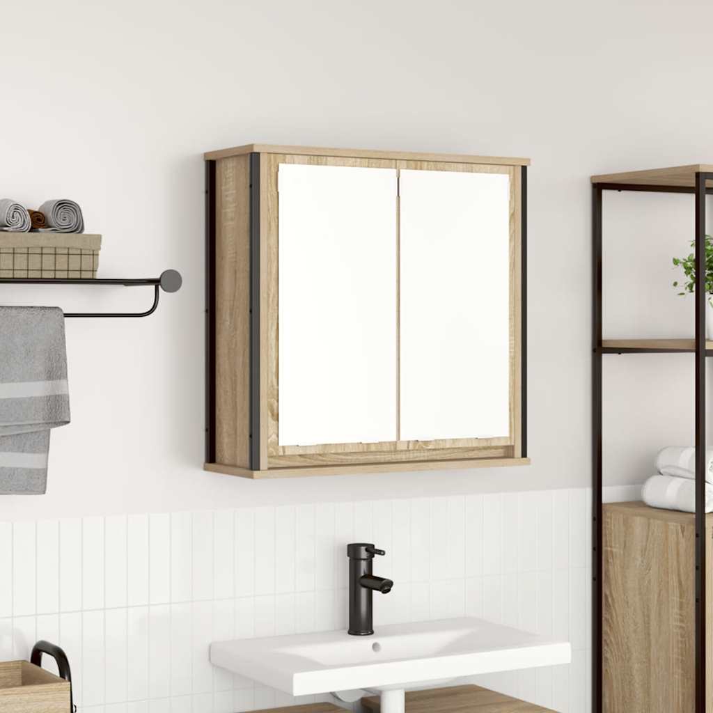 Bathroom Wall Cabinet With Mirror Sonoma Oak 60X21X60 Cm
