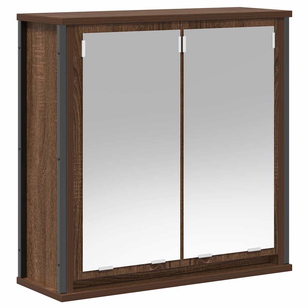 Bathroom Wall Cabinet With Mirror Brown Oak 60X21X60 Cm