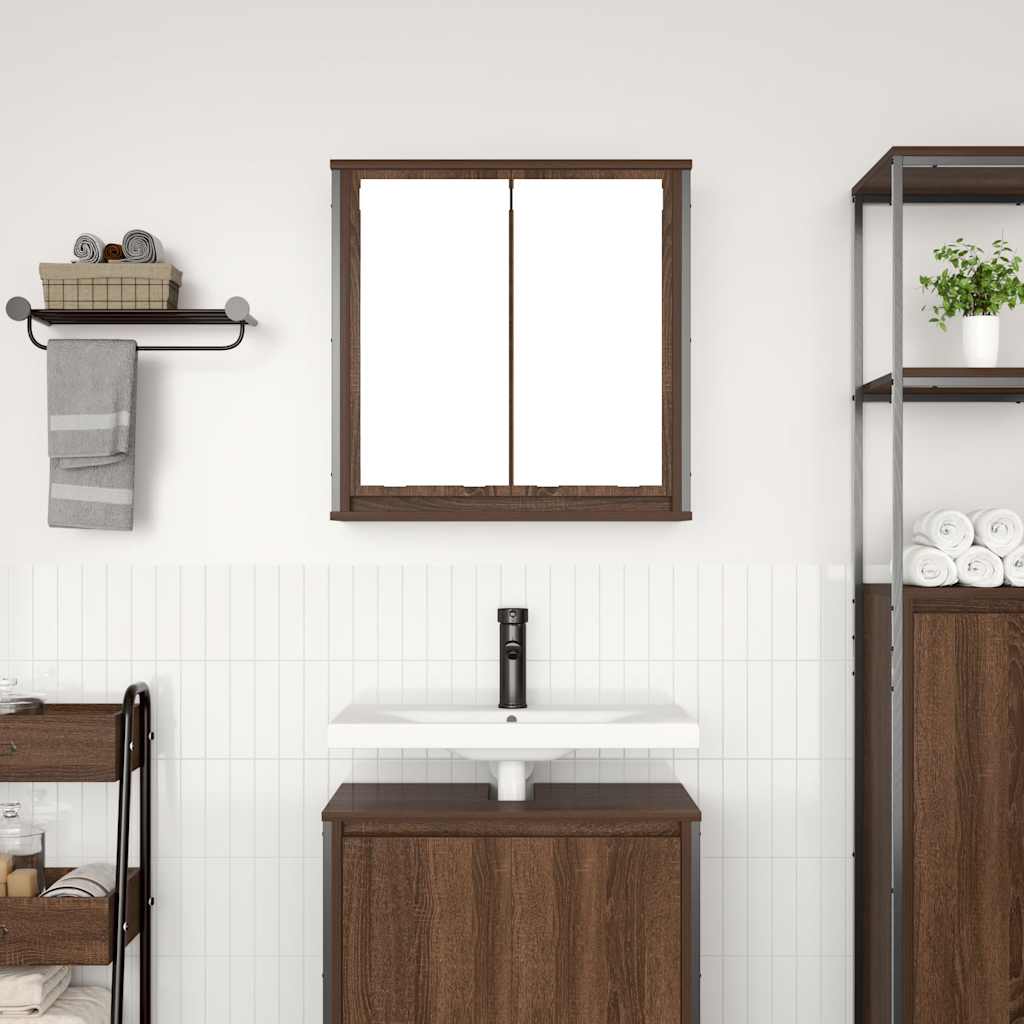Bathroom Wall Cabinet With Mirror Brown Oak 60X21X60 Cm