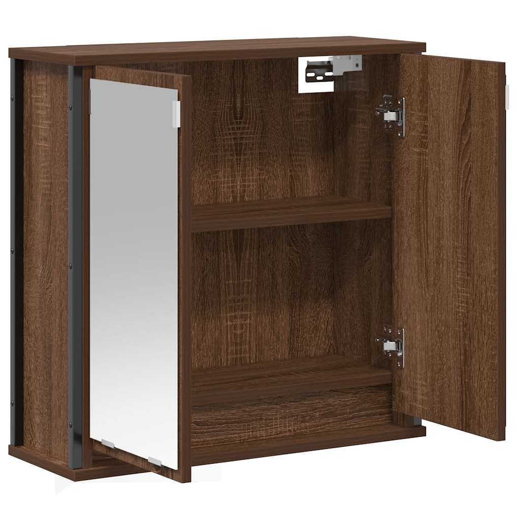 Bathroom Wall Cabinet With Mirror Brown Oak 60X21X60 Cm