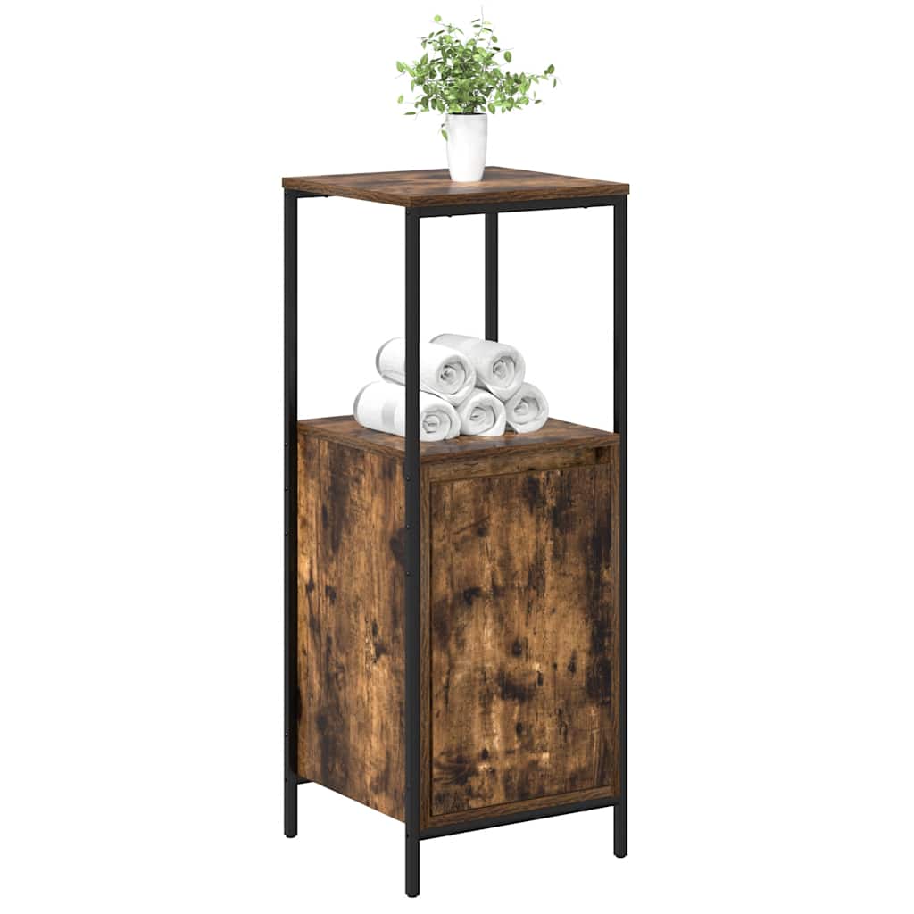 Bathroom Cabinet With Shelves Smoked Oak 36X35X95 Cm