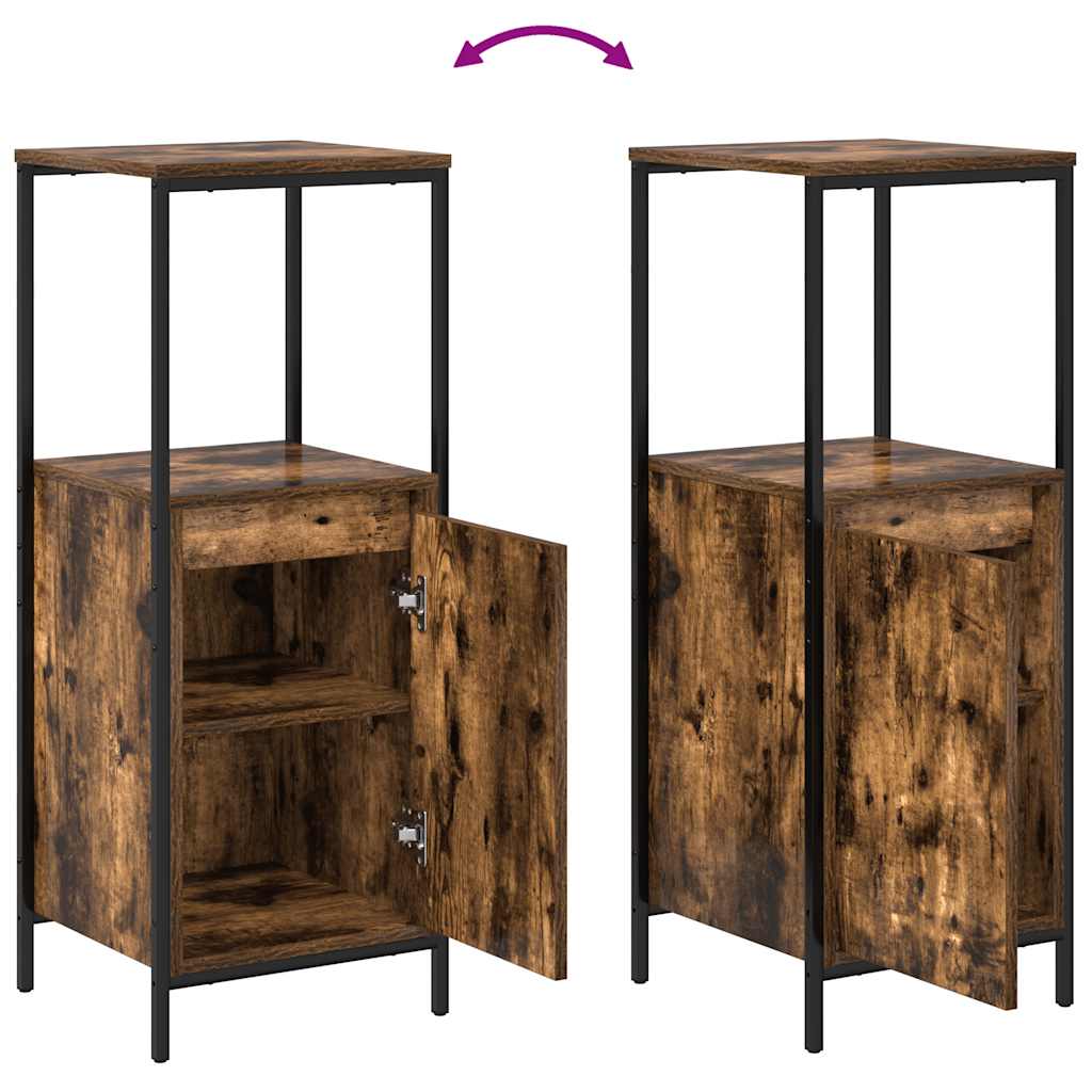 Bathroom Cabinet With Shelves Smoked Oak 36X35X95 Cm
