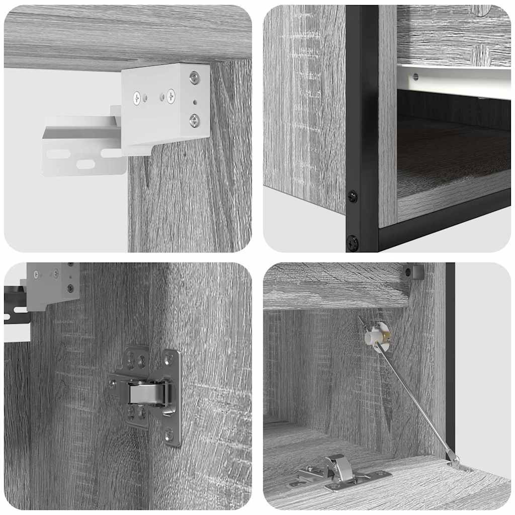 Bathroom Furniture Set With Shelf 5 Pcs Grey 76.5 X 35 X 95 Cm