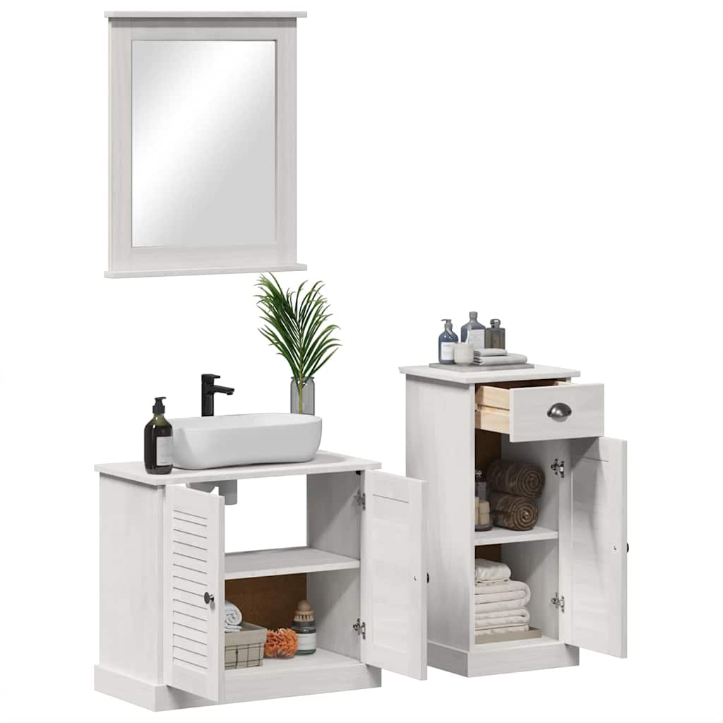 Bathroom Furniture Set With Drawer 3 Pcs Brown 37 X 34 X 80 Cm