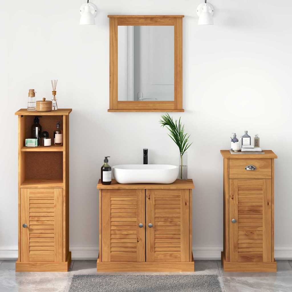 Bathroom Furniture Set With Drawer 3 Pcs Brown 37 X 34 X 80 Cm